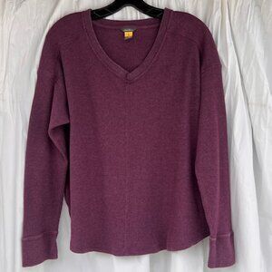 Eddie Bauer Thermal Long Sleeves V-Neck Heather Wine Plus Size Tall 2XL